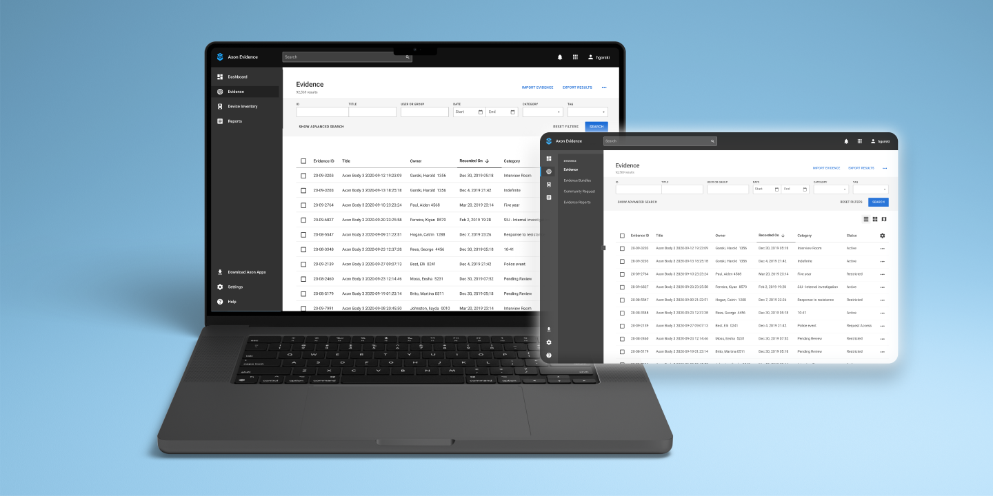 Axon Evidence.com Navigation